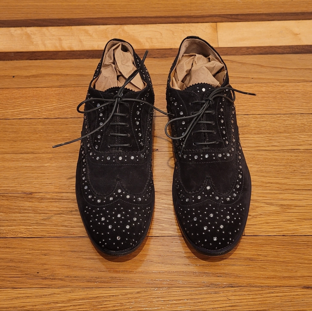 CHURCH'S BURWOOD MET STUDDED  BLACK SUEDE BROGUES LACE UP SHOES - Picture 5 of 13